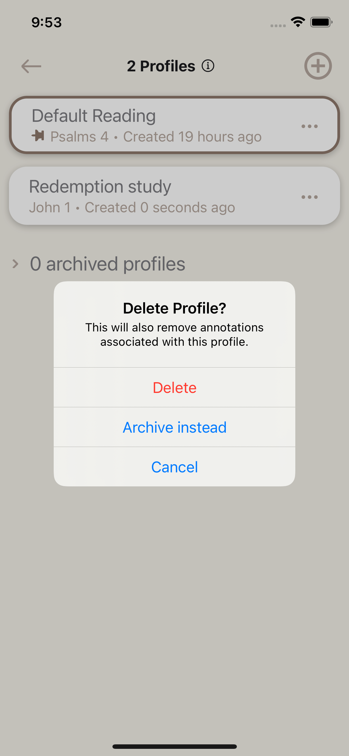 Delete a profile
